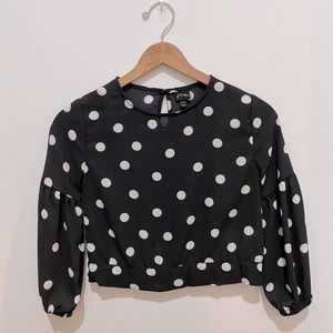 Art Class Girls Black long-sleeve top w/white dots